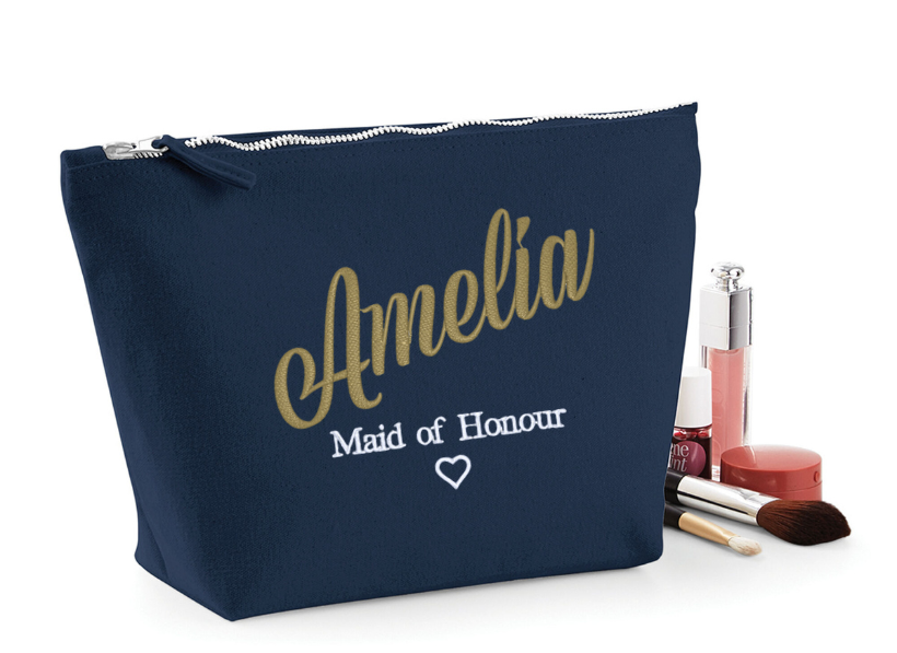 Embroidered Bridal party makeup bag